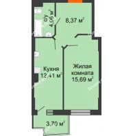 1 комнатная квартира 41,63 м² в ЖК Сердце Ростова 2, дом Литер 3 - планировка