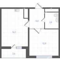 1 комнатная квартира 39,7 м² в ЖК Левенцовка парк, дом Корпус 8-12.2 - планировка