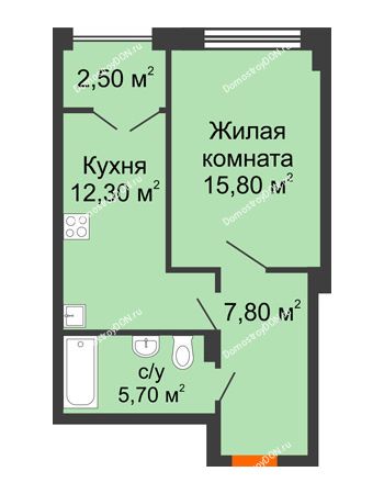 1 комнатная квартира 44,1 м² - ЖК Гагарин