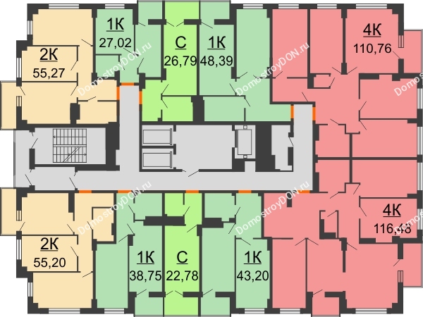 Планировка 16 этажа в доме № 3 в ЖК Аврора