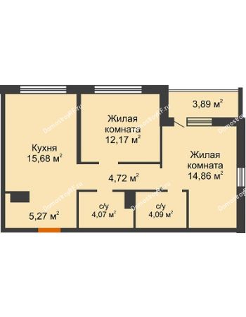 2 комнатная квартира 62,81 м² в Жилой Район Никольский, дом ГП-54