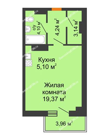 Студия 37,14 м² в ЖК Сокол на Оганова, дом Литер 6