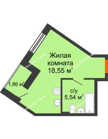 Студия 25,95 м² - ЖК Пушкин