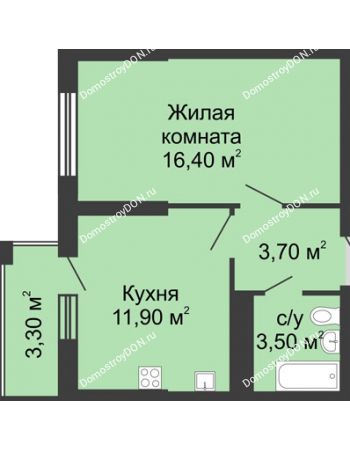 1 комнатная квартира 36,7 м² - ЖК Сказка