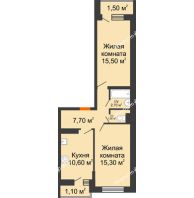 2 комнатная квартира 55,7 м² в ЖК SkyPark (Скайпарк), дом Литер 1, корпус 1, блок-секция 1 - планировка