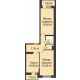 2 комнатная квартира 55,7 м² в ЖК SkyPark (Скайпарк), дом Литер 1, корпус 1, 1 этап - планировка