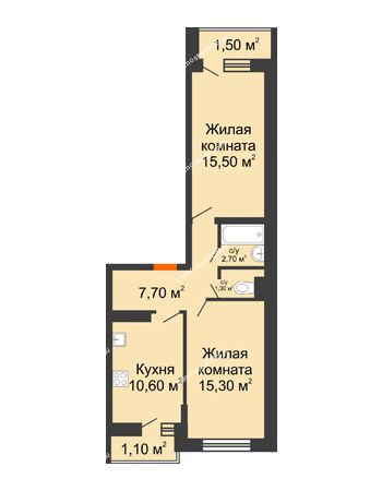 2 комнатная квартира 55,7 м² в ЖК SkyPark (Скайпарк), дом Литер 1, корпус 1, 1 этап