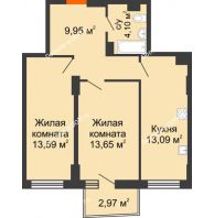 2 комнатная квартира 55,01 м² в ЖК Город у реки, дом Литер 7 - планировка