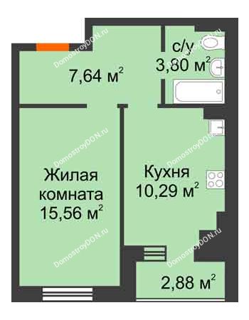 1 комнатная квартира 38,73 м² в Микрорайон Прибрежный, дом № 6
