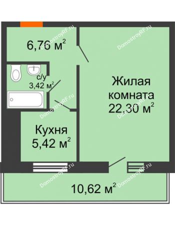 1 комнатная квартира 45 м² в ЖК Боярский двор, дом 2 очередь