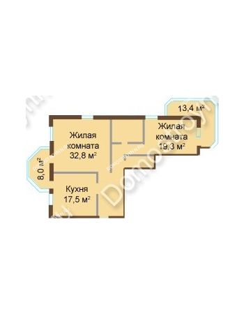 2 комнатная квартира 122,2 м² - ЖК Изумрудный замок