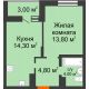 1 комнатная квартира 39,9 м² в ЖК Подкова на Цветочной, дом № 9 - планировка
