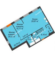 3 комнатная квартира 111,95 м² в ЖК DOK (ДОК), дом ГП-1.2 - планировка