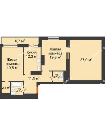 2 комнатная квартира 116,2 м² в ЖК GRAFF HOUSE (ЖК ГРАФ ХАУС), дом Секция 1А