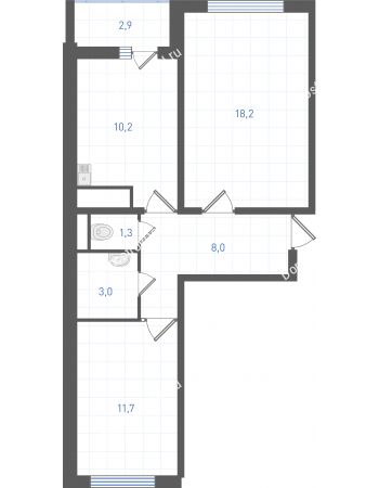 2 комнатная квартира 53,9 м² в ЖК Левенцовка парк, дом Корпус 8-12.1