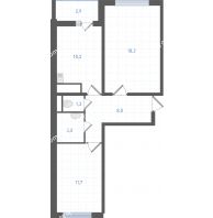2 комнатная квартира 53,9 м² в ЖК Левенцовка парк, дом Корпус 8-12.1 - планировка