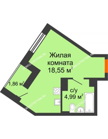 Студия 25,4 м² - ЖК Пушкин