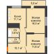 2 комнатная квартира 59,7 м², ЖК Космолет - планировка