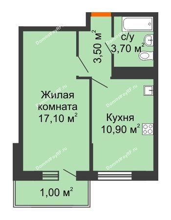1 комнатная квартира 36,2 м² в Фруктовый квартал Абрикосово, дом Литер 1