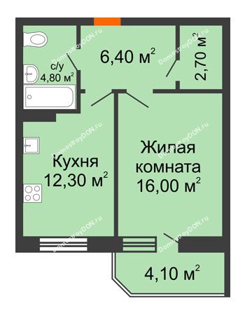 1 комнатная квартира 46,3 м² в ЖК Звездный-2, дом № 3