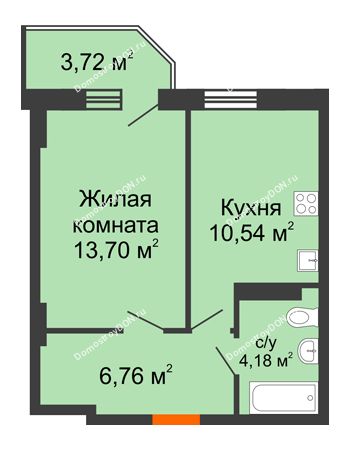 1 комнатная квартира 36,3 м² в ЖК Свобода, дом №2
