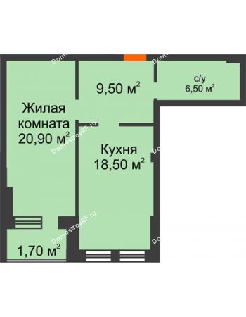 1 комнатная квартира 58,8 м² - ЖК Рассвет Премиум