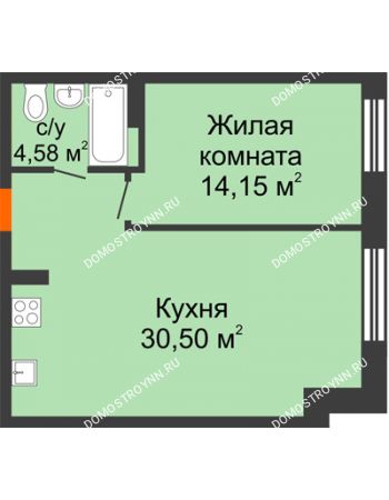 1 комнатная квартира 49,23 м² - ЖК Шаляпин