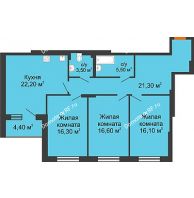 3 комнатная квартира 103,8 м², КД Renessanse (Ренессанс) - планировка