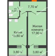1 комнатная квартира 50,4 м² в ЖК Звезда Столицы, дом литер 6 - планировка