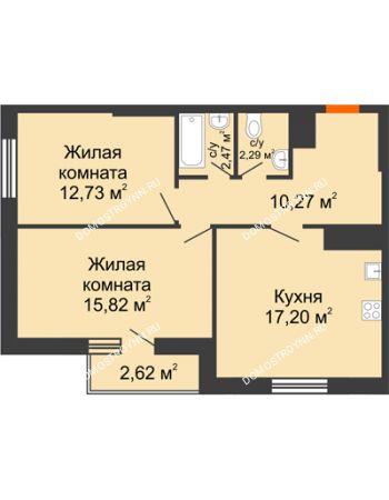 2 комнатная квартира 63,4 м² - ЖК Комарово