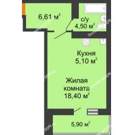 Студия 37,56 м² в ЖК Сокол Градъ, дом Литер 7 - планировка