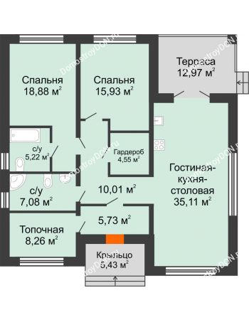 2 комнатный коттедж 129 м² - КП Ясная Поляна