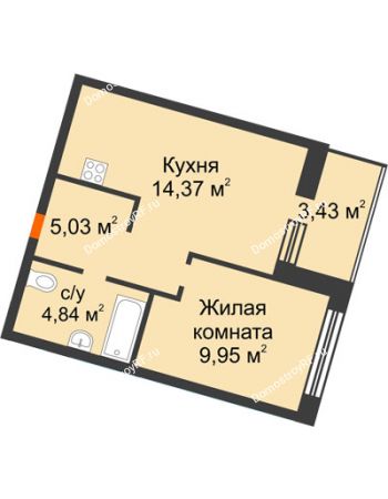 2 комнатная квартира 35,91 м² в ЖК Квартал на Московском, дом Альфа