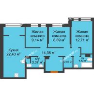 4 комнатная квартира 77,34 м² в ЖК Сердце Сибири, дом Квартал Геологов, ГП-2 - планировка