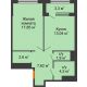 1 комнатная квартира 48,86 м², ЖК Гран-При - планировка