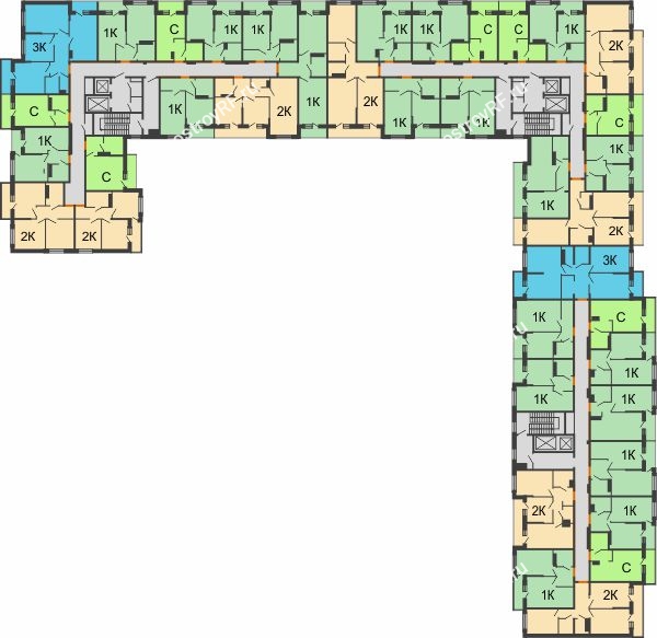 Планировка 10 этажа в доме 2 очередь - Литер 4 в ЖК Самолет