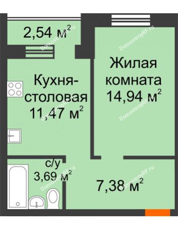 1 комнатная квартира 38,75 м² в Микрорайон Дон, дом ул.Генерала Круковского,д.5