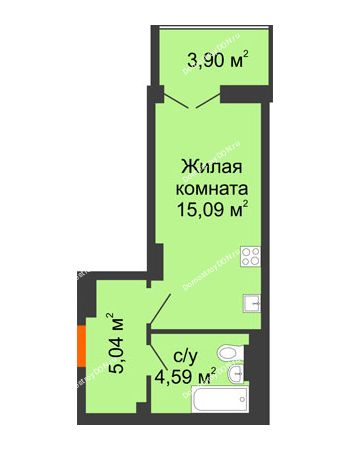 Студия 27,06 м² в ЖК Аврора, дом № 1