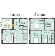 3 комнатный таунхаус 151 м² в КП Ясная Поляна, дом "Ванкувер" 151 м² - планировка