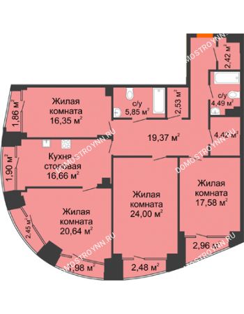 4 комнатная квартира 141,25 м² - Клубный дом на Ярославской