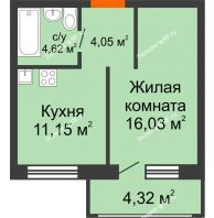 1 комнатная квартира 37,15 м², ЖК Солар - планировка