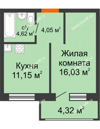 1 комнатная квартира 37,15 м² - ЖК Солар