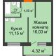1 комнатная квартира 37,15 м², ЖК Солар - планировка