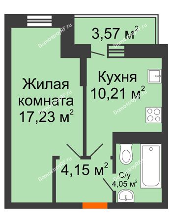 1 комнатная квартира 37,16 м² в ЖК Россинский парк, дом Литер 1