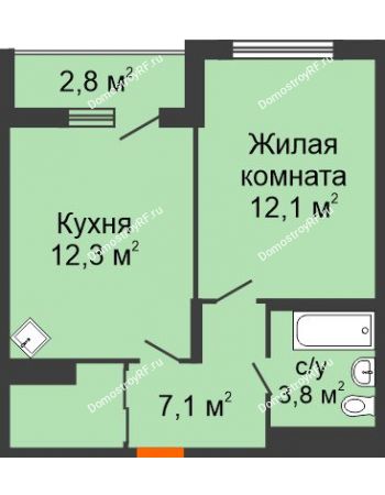 1 комнатная квартира 38,12 м² в Макрорайон Амград, дом № 4